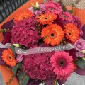 Hortensja i gerbera w bukiecie