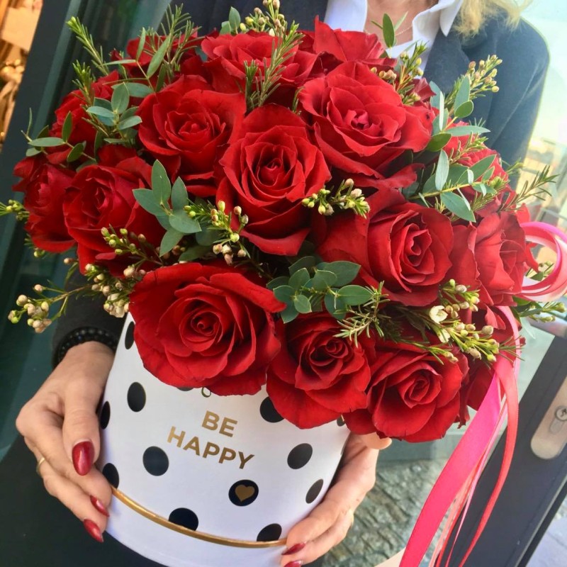 RÓŻE MIŁOŚCI Flower box w grochy L