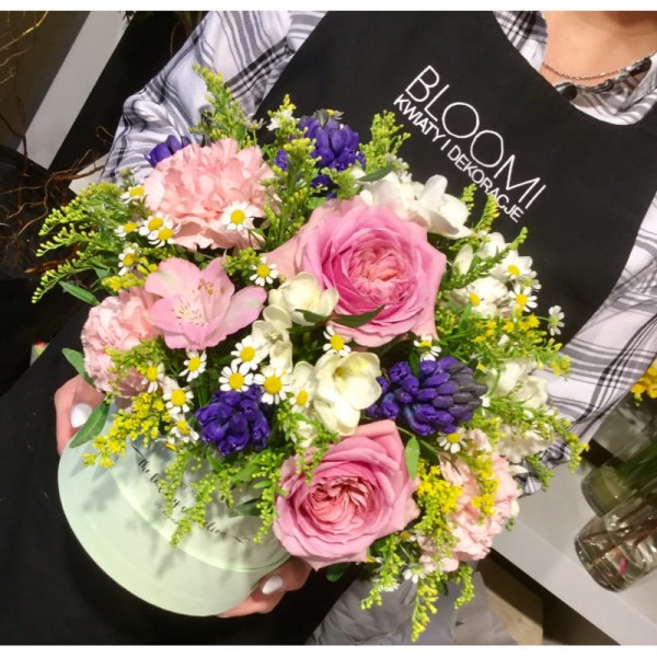 ZAPACH HIACYNTÓW matowy flowerbox z naturalnych kwiatów