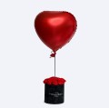 Welurowy flowerbox L, wieczne róże, balon serce